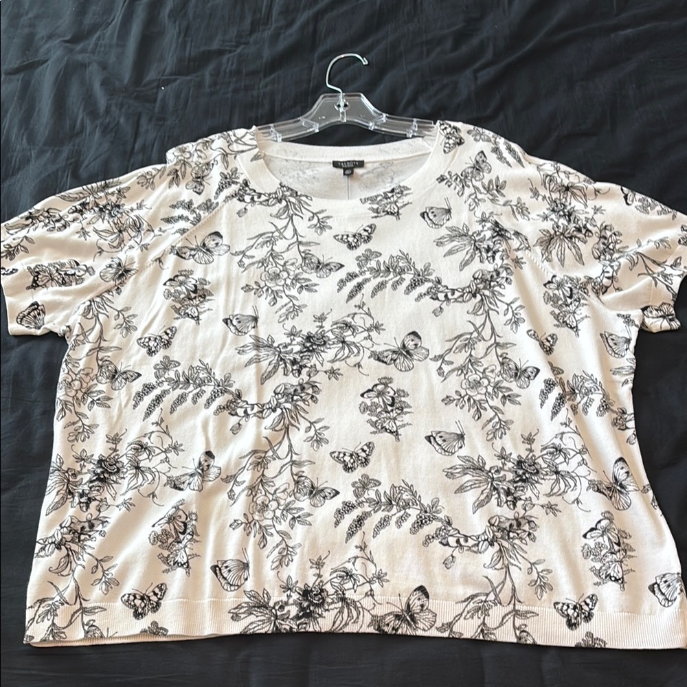 Talbots Plus Petite Floral Print Women's Top 3Xp NWT grandmacore butterflies